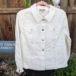 Diane Gilman DG2 White Stretch Denim Jacket XL